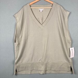 Athleta Size 2X Plus Size Vneck Green Retroterry Sweatshirt NWT $79